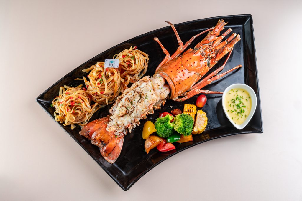 grilled rock lobster with lemon butter