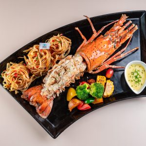 grilled rock lobster with lemon butter